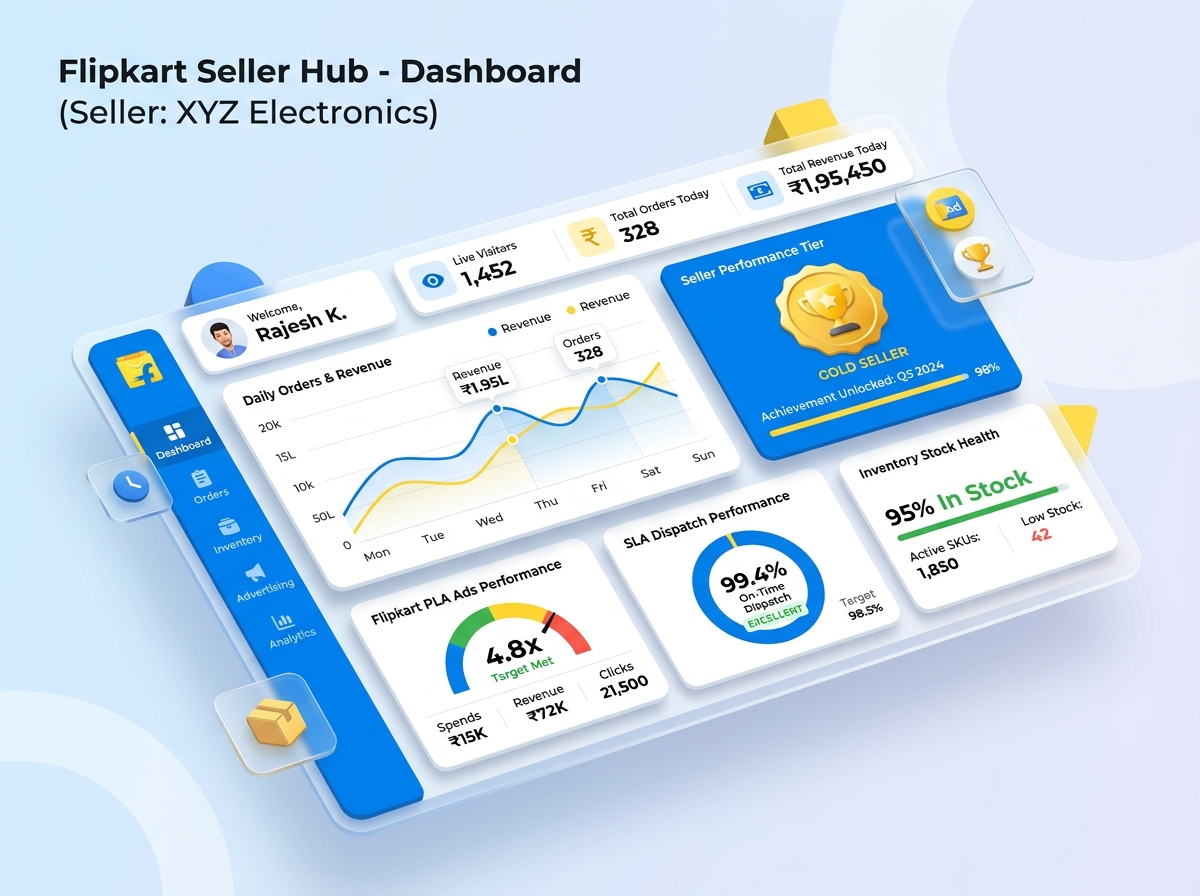 Flipkart Seller Hub Live Analytics Dashboard